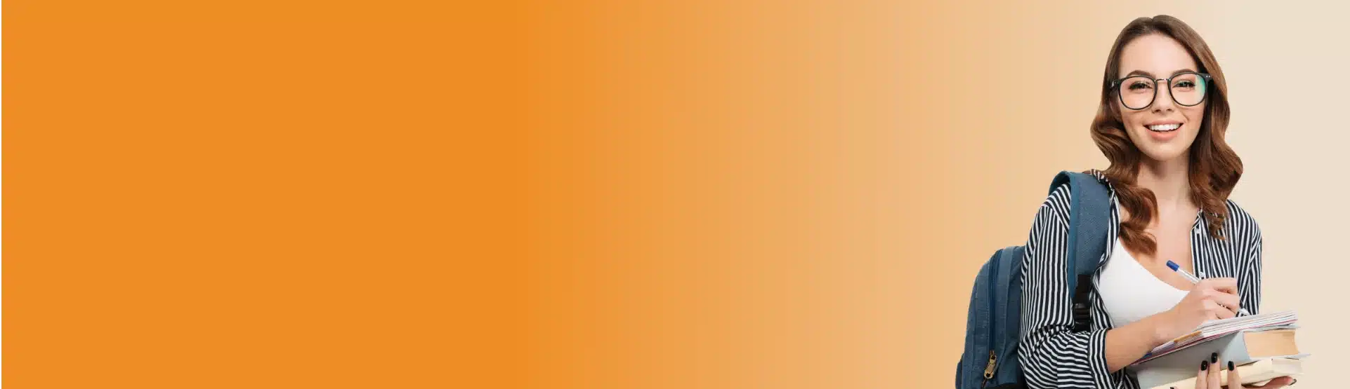 Girl smiling, holding books