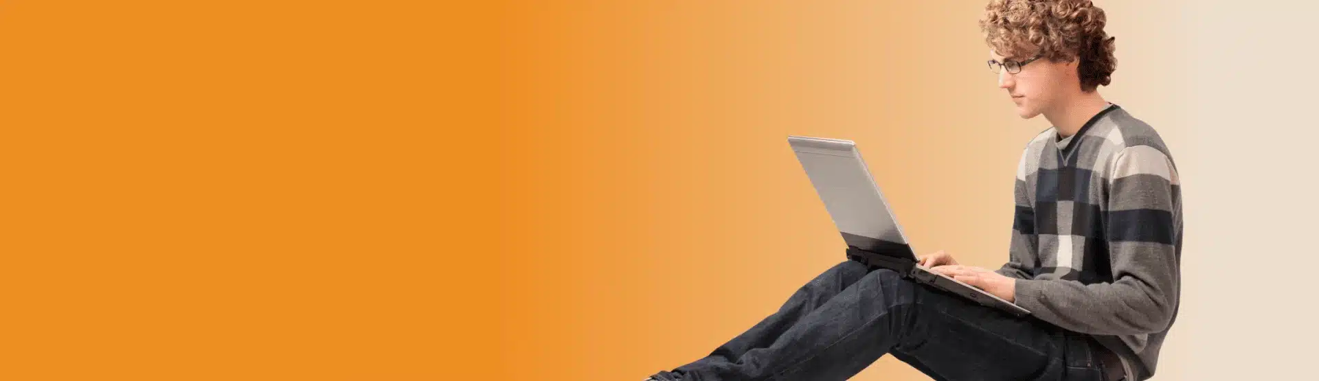 Young man working on laptop